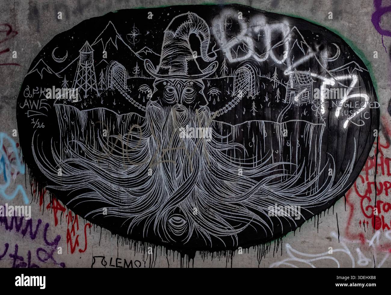 Graffiti in & im ' Hell's Gate Tunnel' Albuquerque, New Mexico Stockfoto