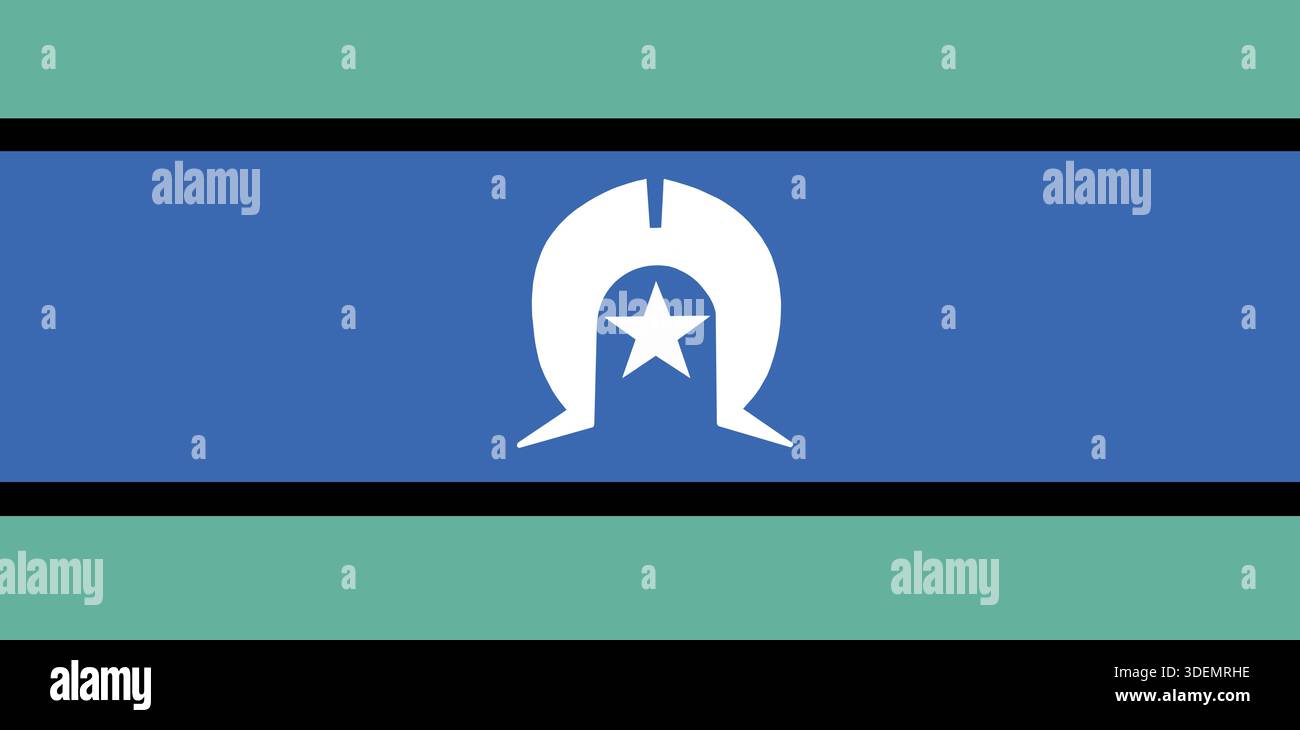 Flagge der Torres Strait Islander. Abbildung des australischen Symbols. Abbildung: Torres Strait Islander Flag Stockfoto