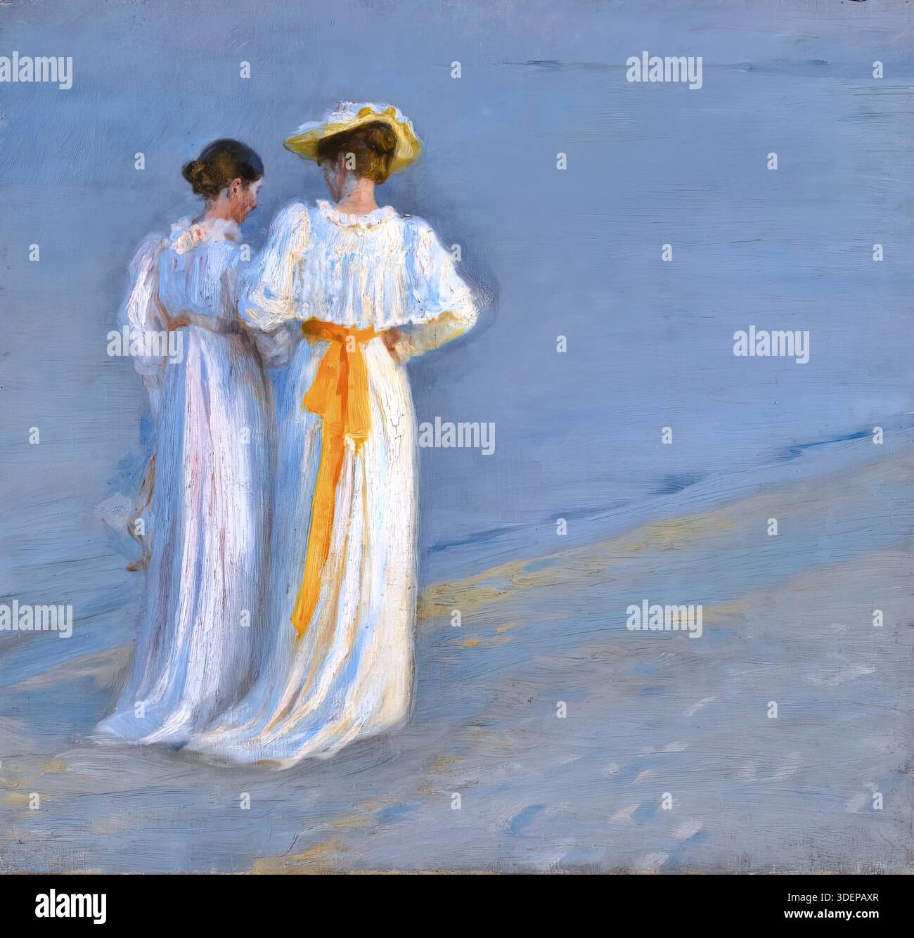 Sommerabend am Strand von Skagen, 1899, P.S. Krøyer, Impressionismus Stock Vektor