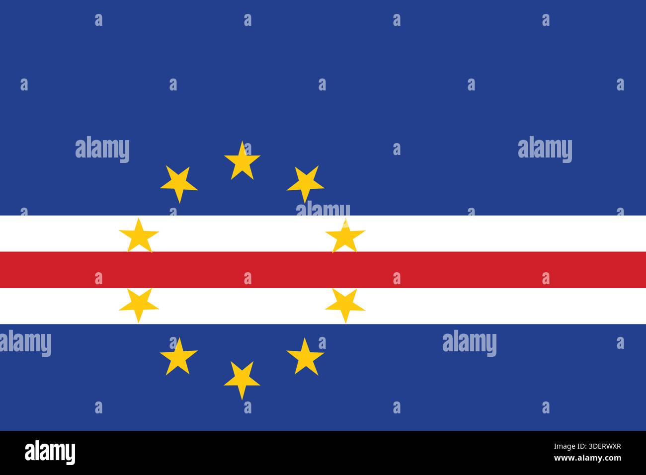 Cabo verde Nationalflagge flache Vektorillustration. Geeignet für Bildungs-, Kultur- und redaktionelle Zwecke. Stock Vektor