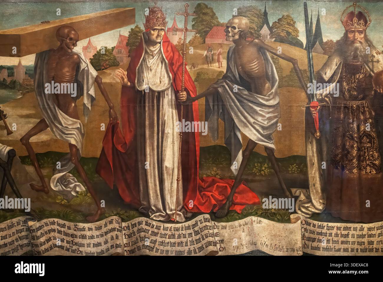 Detail des Danse Macabre Gemäldes des Künstlers Bernt Notke, St. Nikolaus Kirche (Niguliste Museum), Tallinn, Harju, Estland Stockfoto