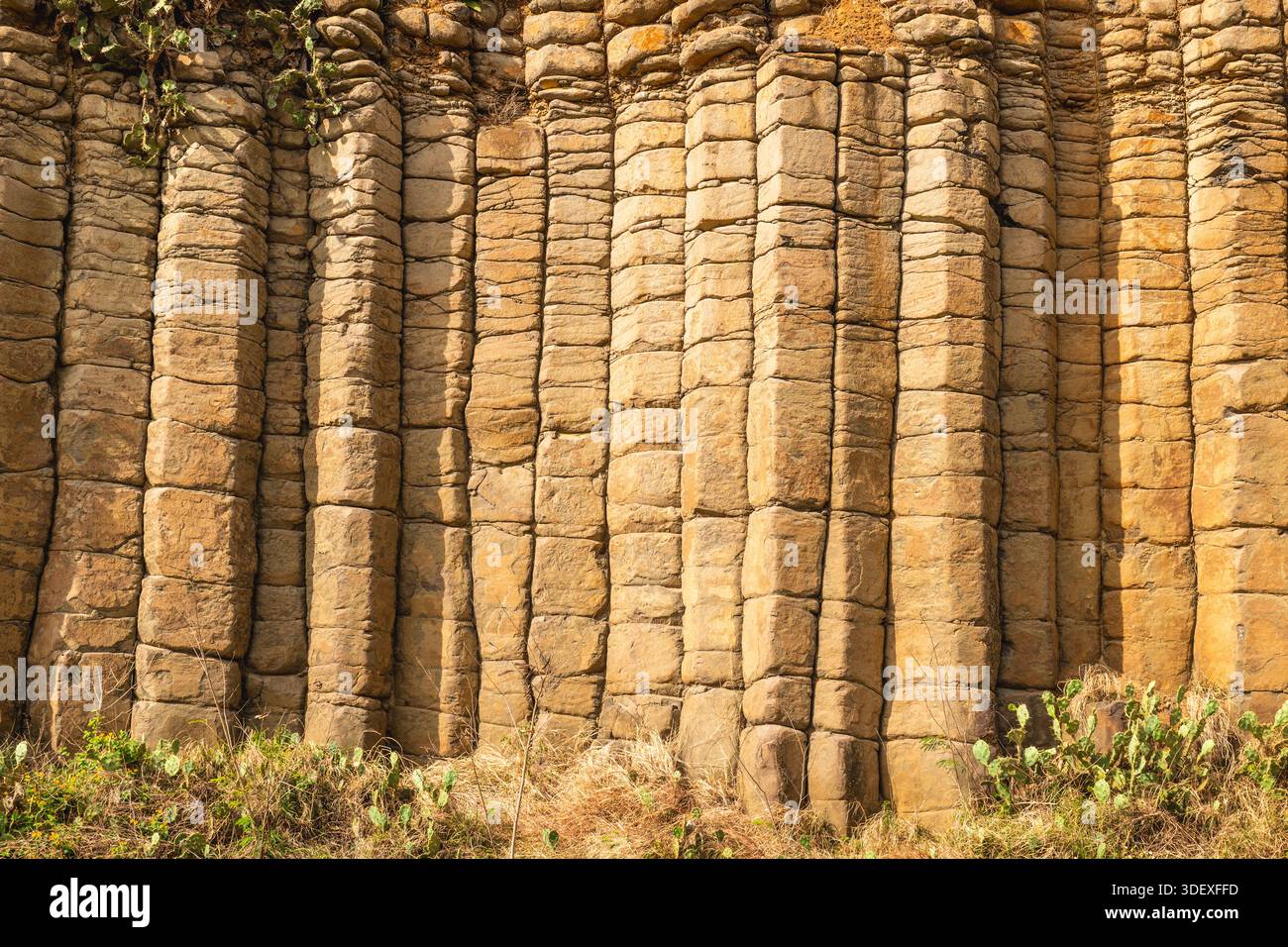 Details zum Daguoye Columnar Basalt auf Xiyu Island, Penghu County, Taiwan Stockfoto