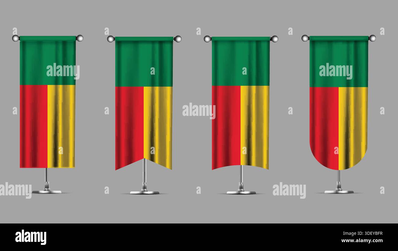 Sammlung vertikaler Banner mit der BENIN-Flagge Stock Vektor