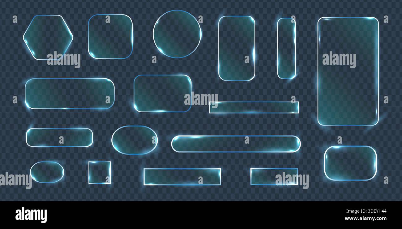 Blau Glasmorphismus ui-Elemente futuristisches Schnittstellenset Stock Vektor