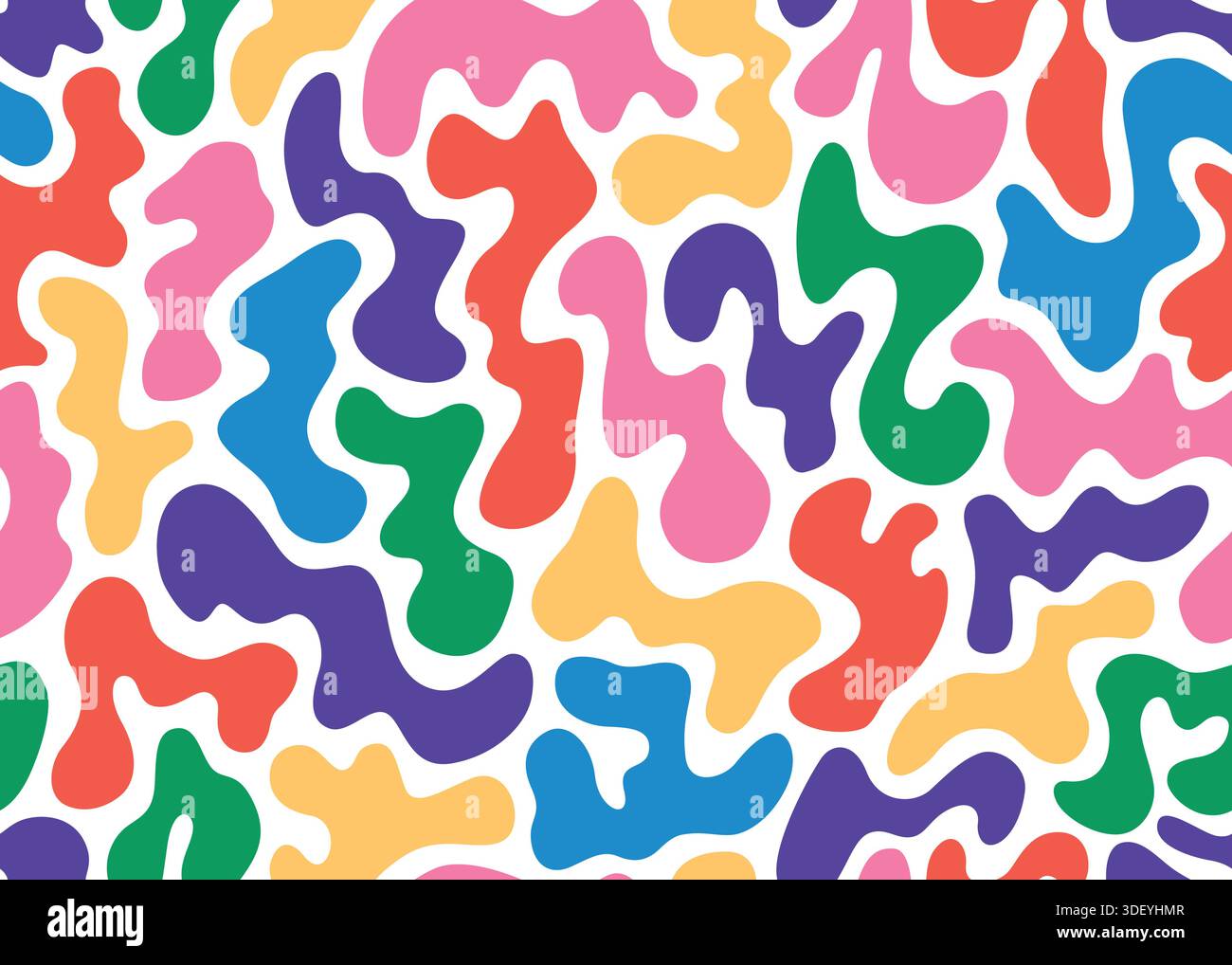 Abstraktes, organisches Blob-Muster im Retro-Look. Vektorabbildung Hintergrund mit flachem Design. Stock Vektor