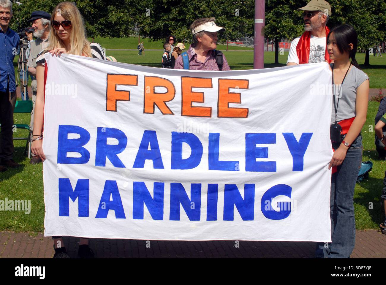 Nachrichten - kostenlose Demonstration von Bradley Manning vor dem amerikanischen Konsul, Amsterdam 1-8-2011 Demonstration organisiert von den katholischen Arbeitern von Amsterdam Stockfoto