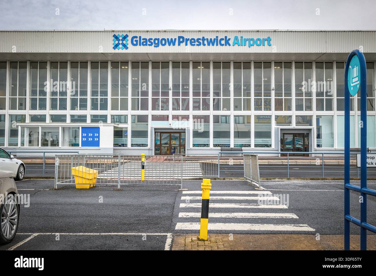 Außenansicht des Glasgow Prestwick Airport, Ayrshire, Schottland, Großbritannien Stockfoto