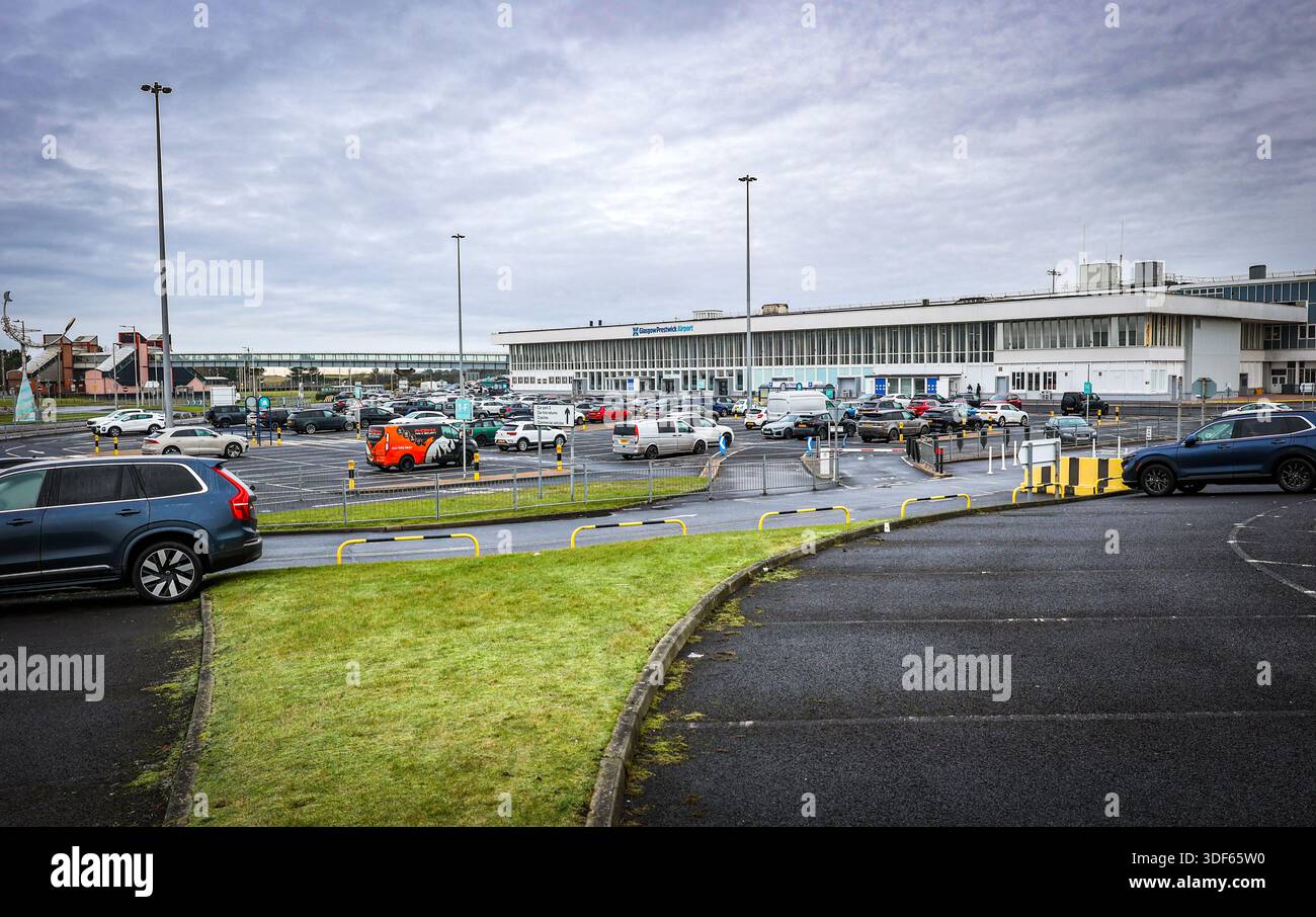 Außenansicht des Glasgow Prestwick Airport, Ayrshire, Schottland, Großbritannien Stockfoto