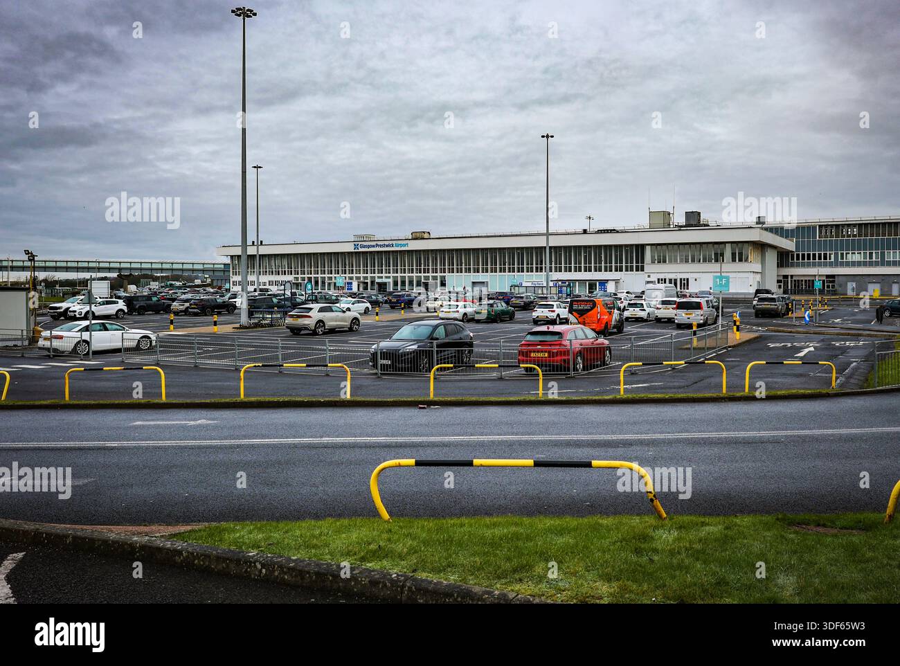 Außenansicht des Glasgow Prestwick Airport, Ayrshire, Schottland, Großbritannien Stockfoto