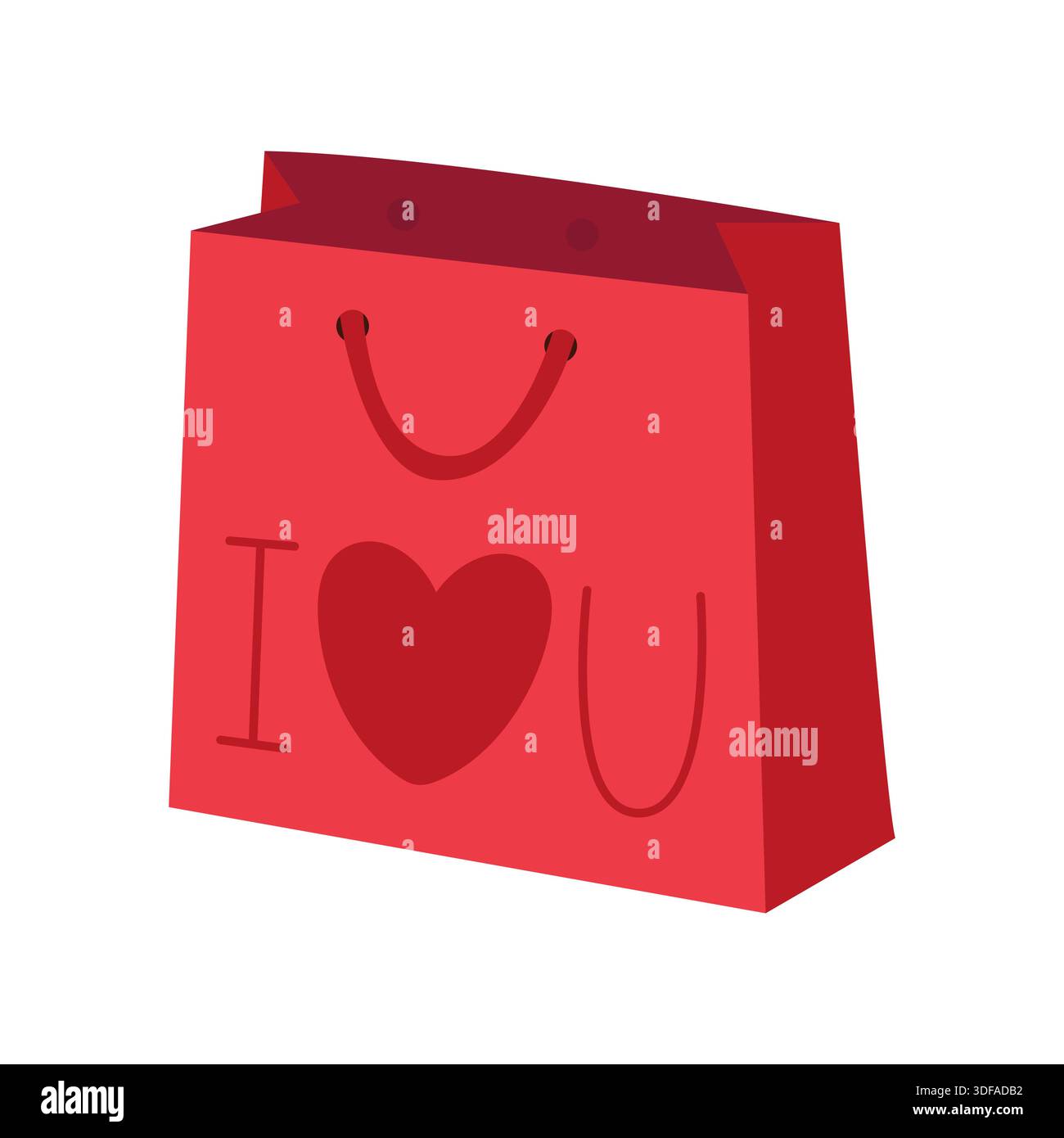 Einkaufstasche Ich liebe dich Vektor flache Illustration Stock Vektor