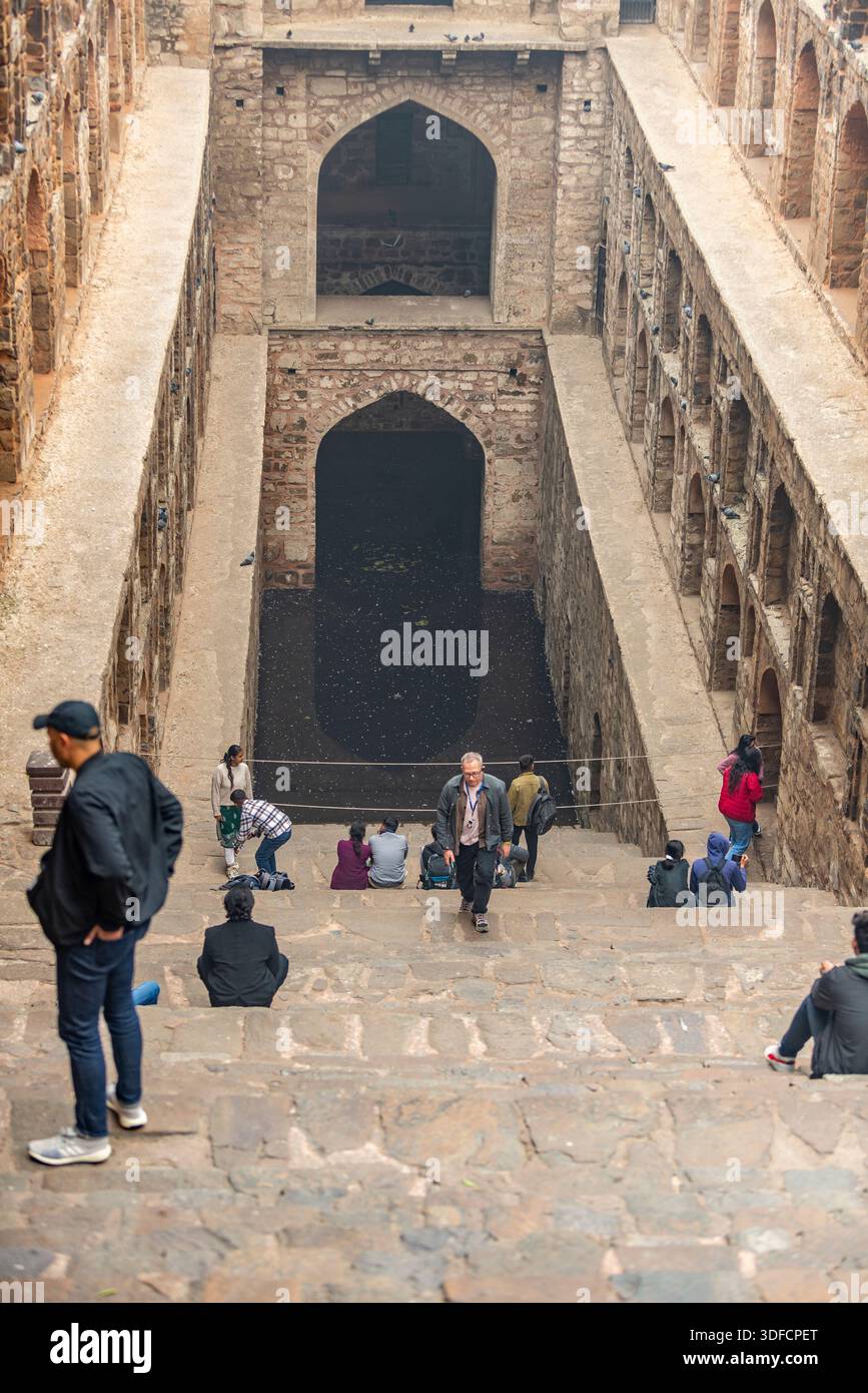 Historisches Stepwell Agrasen KI Baoli in Delhi, Indien, 26. Januar 2024 Stockfoto