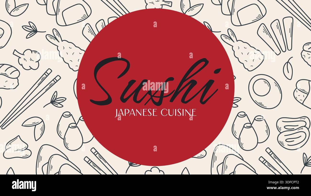 Banner für japanische Küche Vektorgrafiken Stock Vektor
