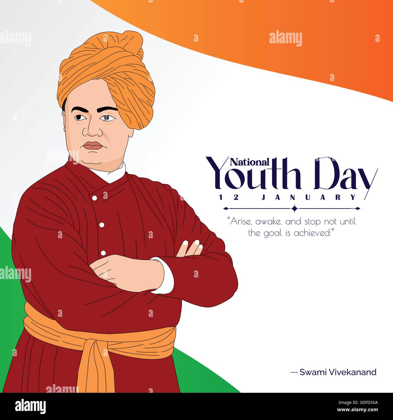 Poster Zum Nationaljugendtag Mit Swami Vivekananda Jayanti Stock Vektor