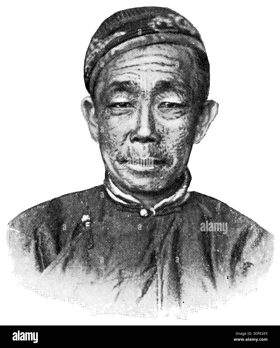 Asiatische Völker. Porträt von Solon man. Die Solonen sind eine Untergruppe der Ewenki (Evenken) in Nordostasien. Veröffentlichung der Meyers enc Stockfoto