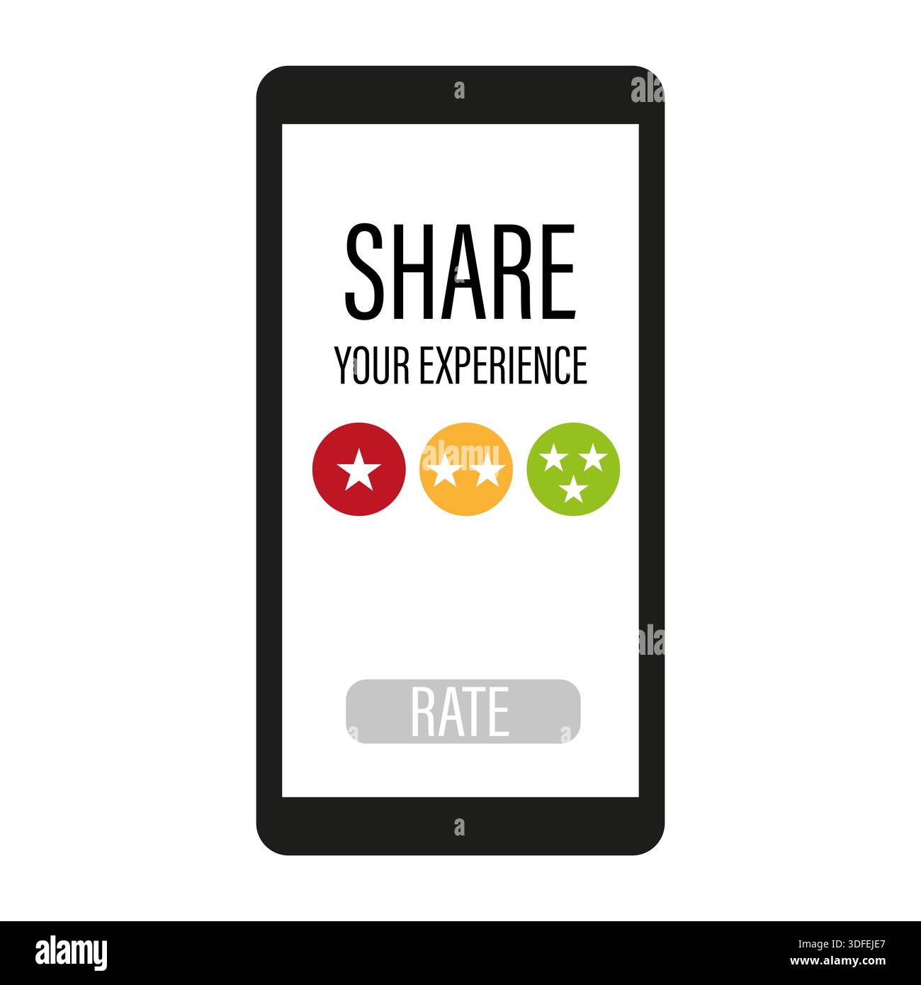Abbildung: Mobiltelefon. Bildschirm „Erlebnisse teilen“. Smartphone-Interface-Konzept. Vektor-App-Design Stock Vektor