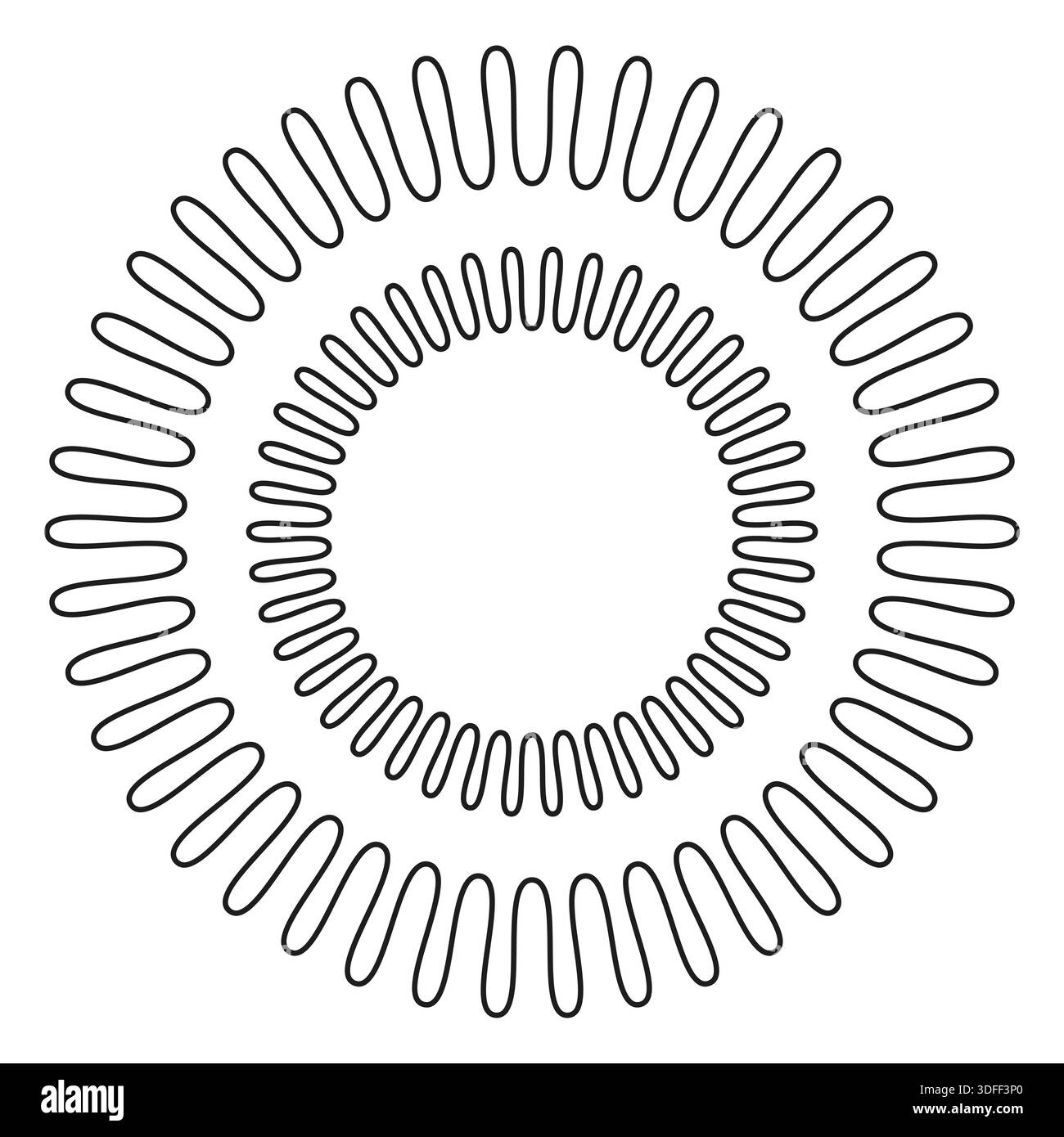 Rundes Federsymbol. Drahtspulenkreis. Metallspiralvektor. Flexible Stahlspirale. EPS 10. Stock Vektor