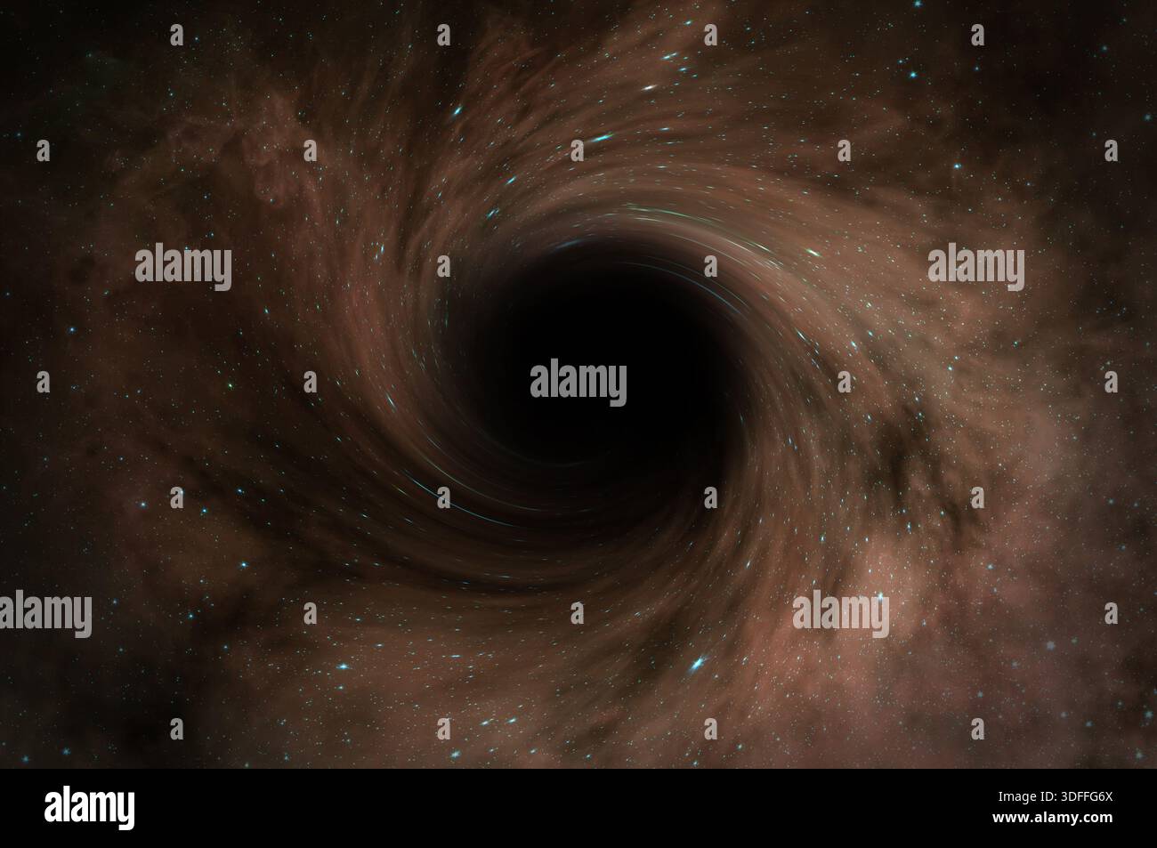 Schwarzes Loch im tiefen Raum, kosmische Landschaft. Galaxie und brauner Nebel im tiefen Weltraum und Wurmloch. Elemente dieses Bildes, bereitgestellt von der NASA. Stockfoto