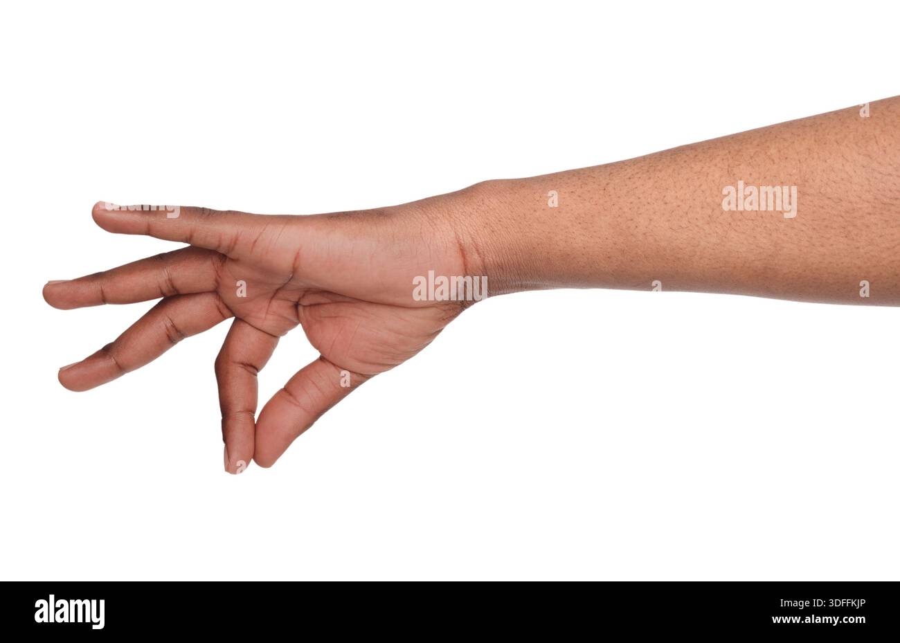 Männliche Hand nimmt etwas auf, Ausschnitt Stockfoto