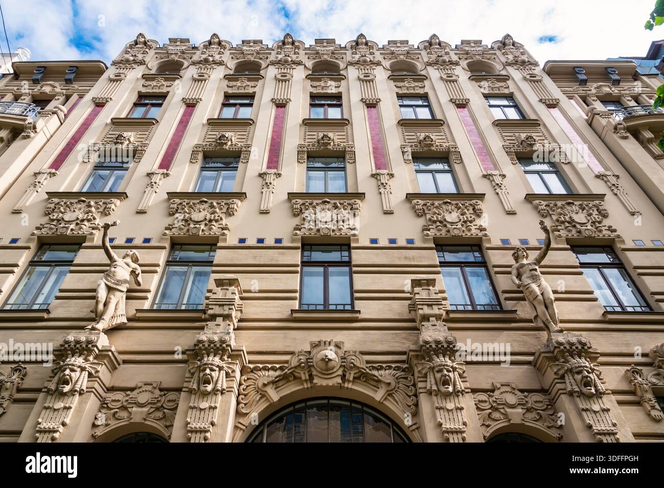 Jugendstilviertel in der Innenstadt von Riga, Lettland Stockfoto
