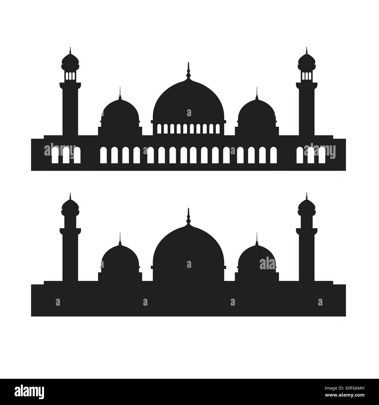 Silhouette Moschee Bauset für islamische Designelemente. Vektorabbildung Stock Vektor