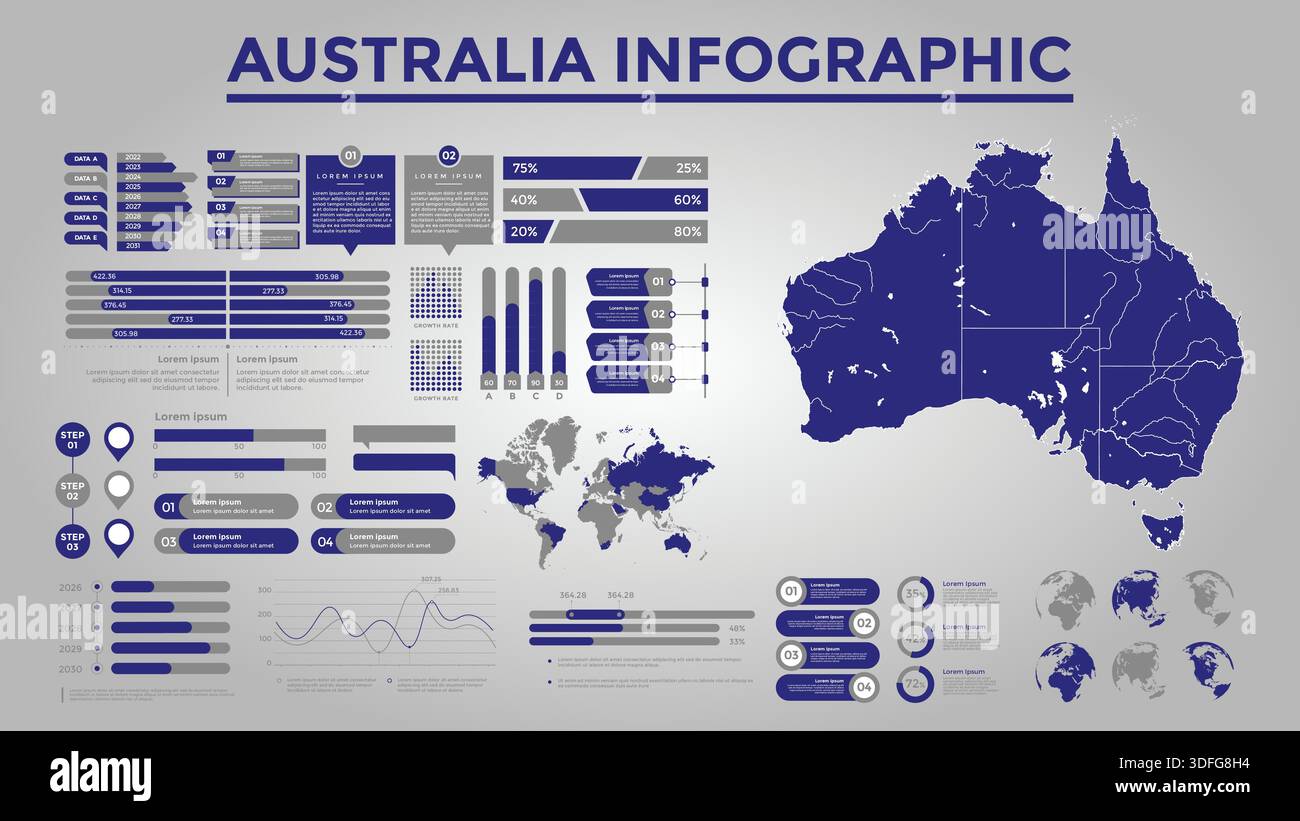 Business Infografik Design mit verschiedenen Geschäftselementen Stock Vektor
