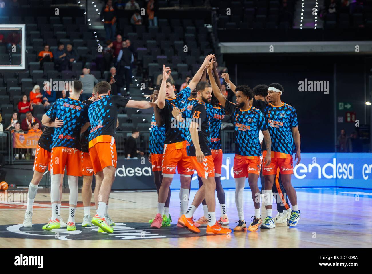 VALENCIA BASKETTEAM VOR EINEM SPIEL Stockfoto