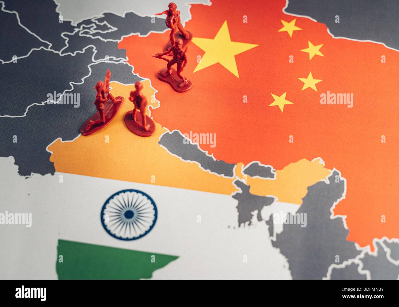 Konzeptuelle Darstellung des China-Indien-Grenzkonflikts Stockfoto