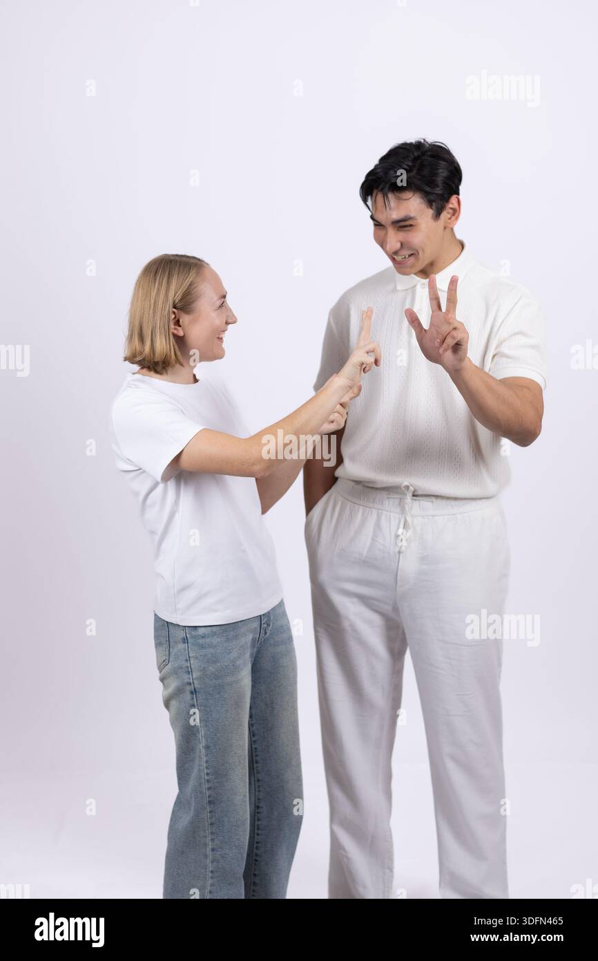 Ein Paar, das ein emotionales Gespräch führt Stockfoto