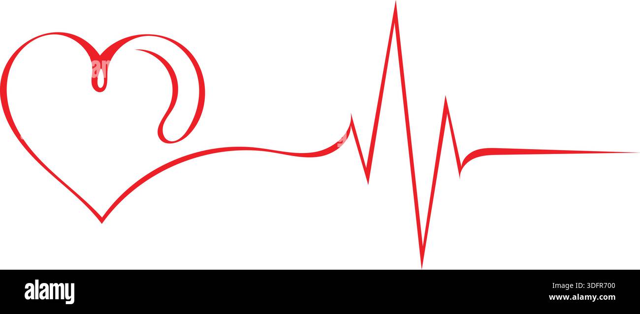 Red Heart Pulse Line für das medizinische Branding in der Kardiologie Stock Vektor