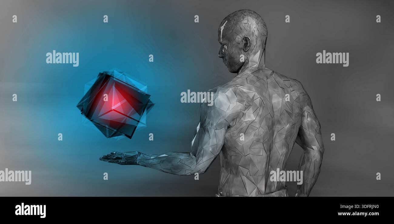 Depression Dargestellt Durch Geometrische Form, Die Die Existenz Von Technologischem Kristall In Betracht Zieht Stockfoto