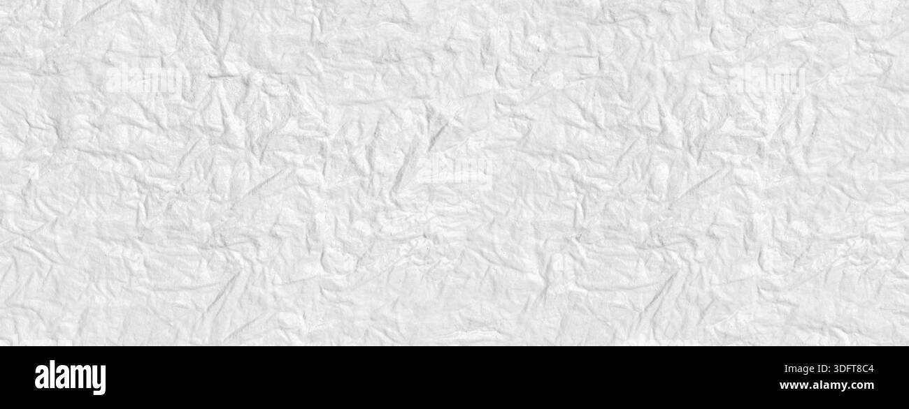 Zerknitterte weiße Papieroberfläche erzeugt einen abstrakten Texturhintergrund Stockfoto
