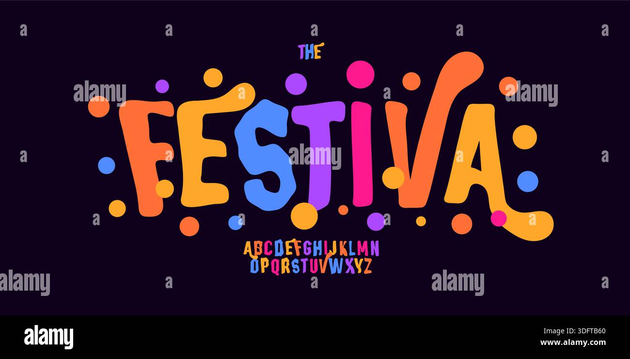 Karneval Bubble Alphabet Bold verspielte Buchstaben lustige Festival Schriftart für Bright fiesta Logo, bunte Überschrift, Geburtstag, fröhliche bunte Typografie Stock Vektor