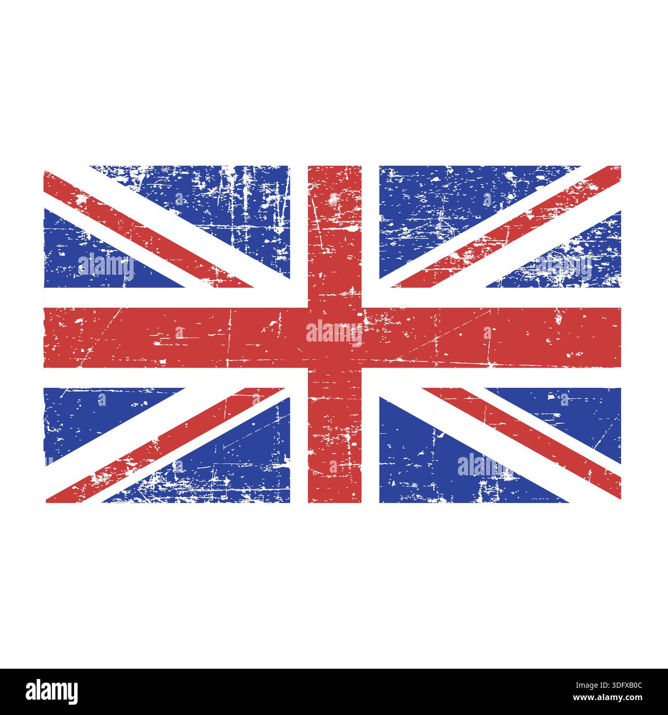 Illustration Flagge des Vereinigten Königreichs im Grunge-Stil auf weißem Hintergrund. Stock Vektor