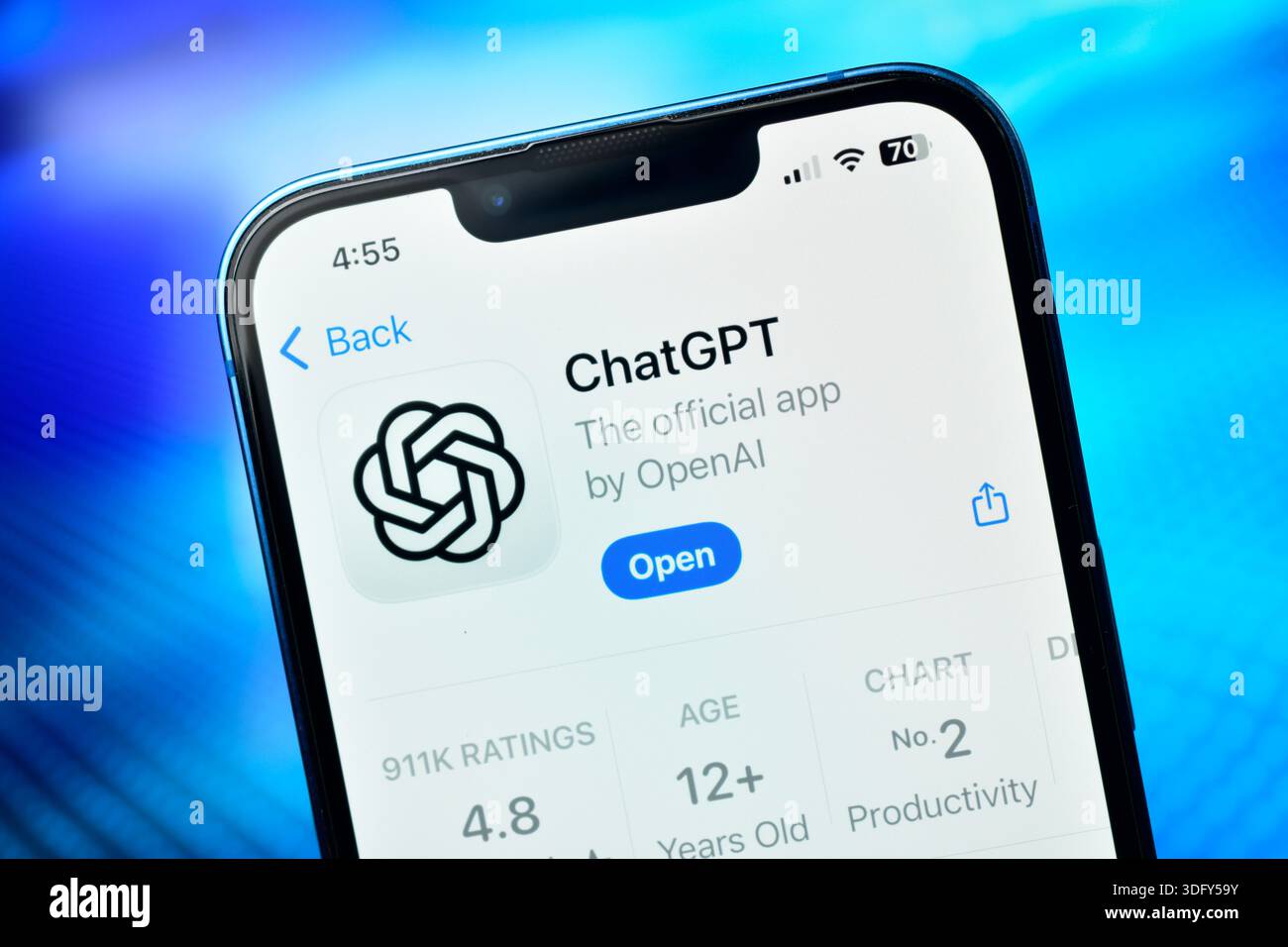 Neu Delhi, Indien 1 Jägerjahre 2026:- Chat-gpt-App auf Smartphone, mit der Produktivität bei der Arbeit gesteigert werden kann Stockfoto