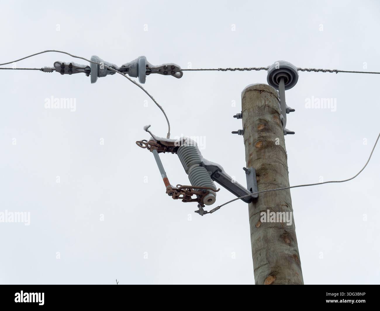 Unterbrechung der Sicherung an einem Versorgungspol Stockfoto