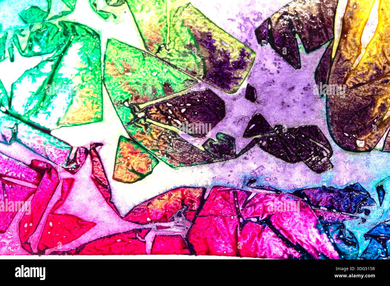 Abstrakte farbige Tinte geometrischer Buntglasstil Farbhintergrund Stockfoto