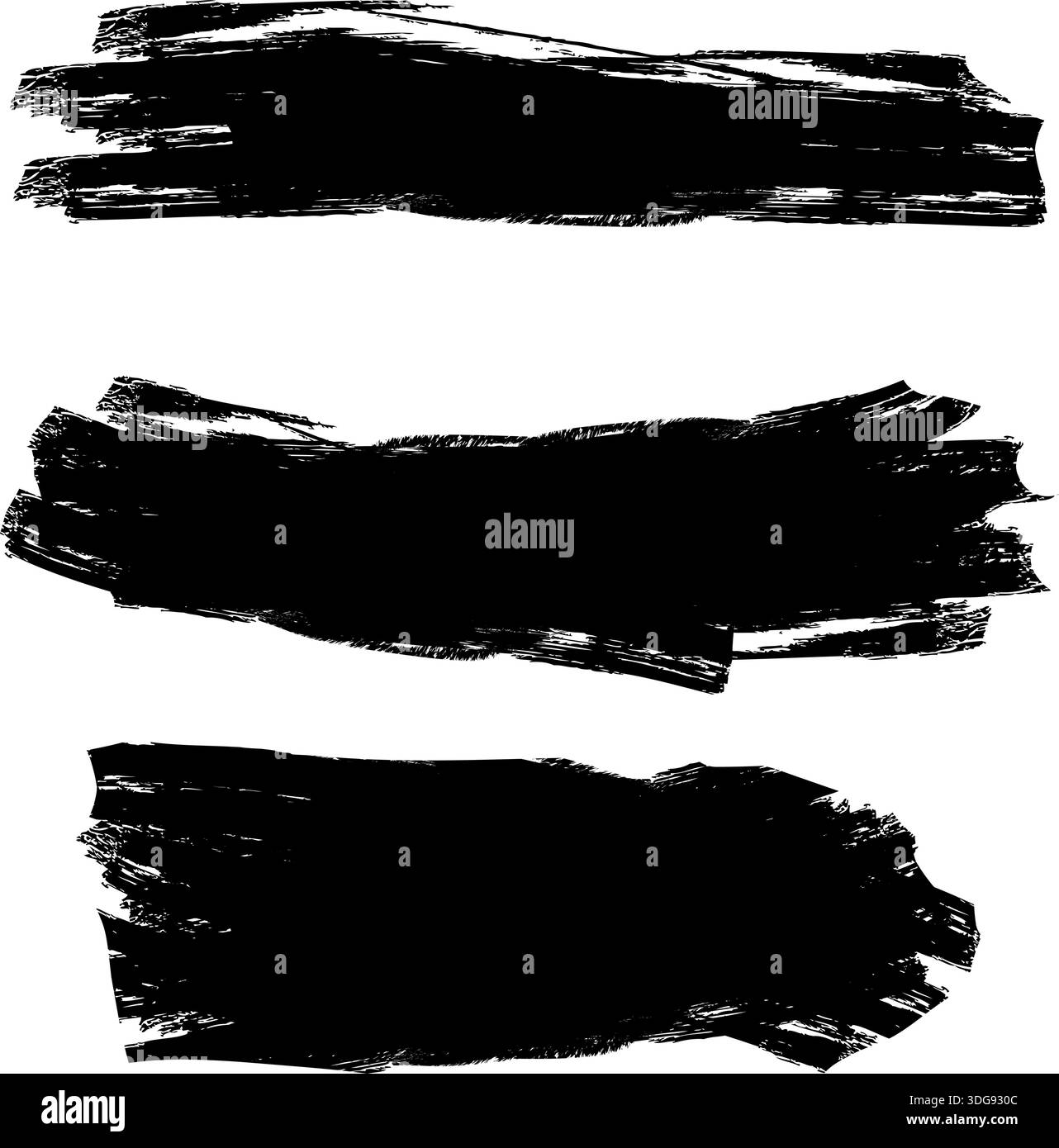 Auffällige schwarze Pinselstriche mit rauer künstlerischer Textur Stock Vektor