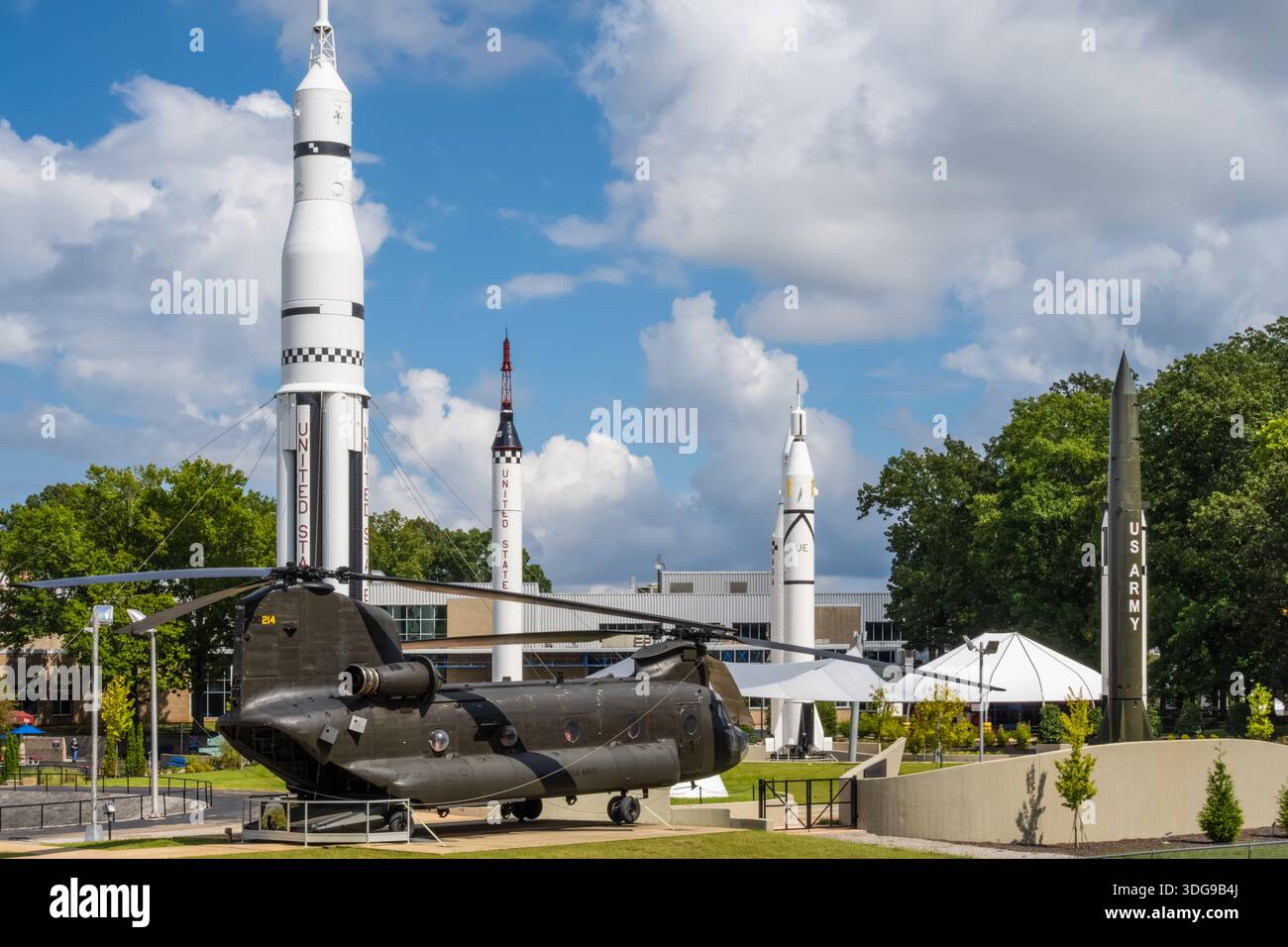 Rocket Park im U.S. Space & Rocket Center, einem NASA Visitor Center und Smithsonian Affiliate in Huntsville, Alabama. (USA) Stockfoto