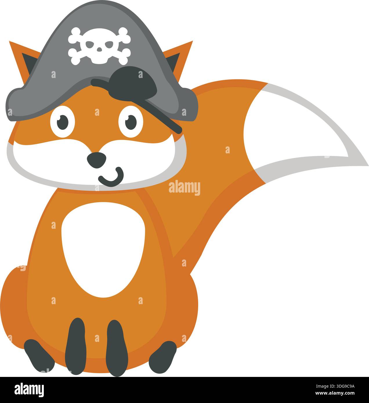 Fuchs-Pirate in Hut und Black-Eye Patch-Symbol Stock Vektor