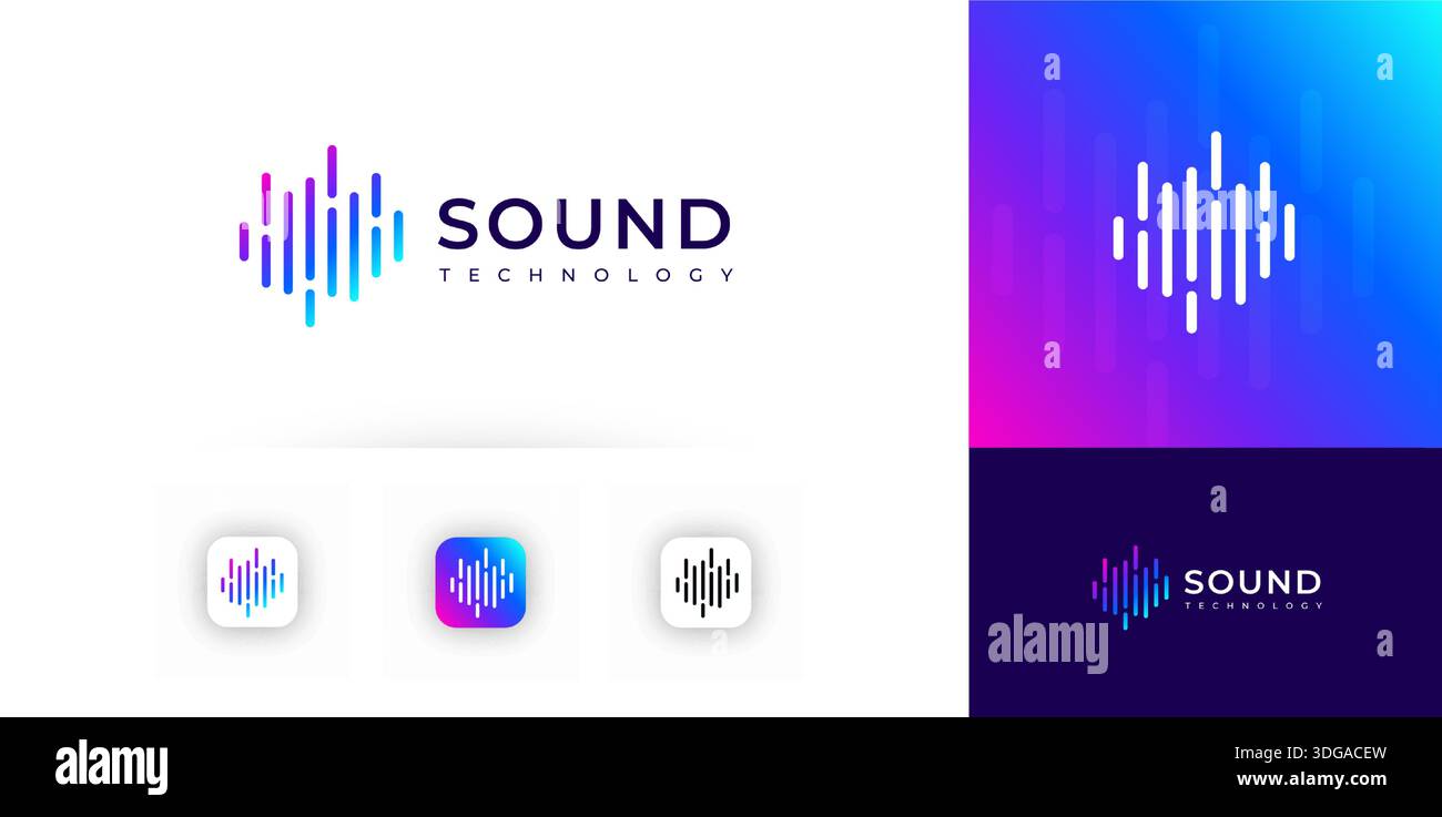 Logo AI Music Voice Sound Wave Pulse Audio Radio Frequency Equalizer Symbol. Symbol Für Die Lautstärkeregelung Der Linie. Markenidentität Der Medien. Smart Play Titel Digital Stock Vektor
