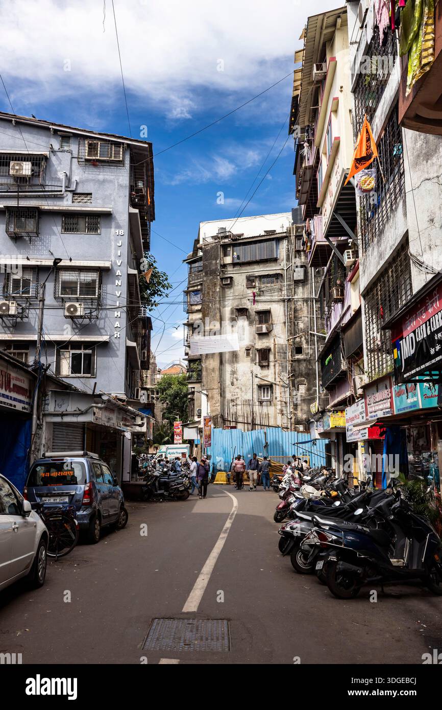 Innenstadt, Marktstraße und Gebäude, Fort, Mumbai, Indien, Südasien, Asien Stockfoto
