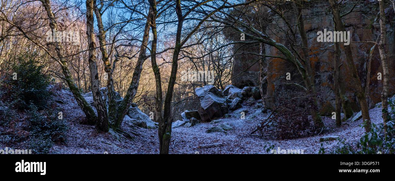 Carvers Rocks mit einem Staub Schnee Stockfoto
