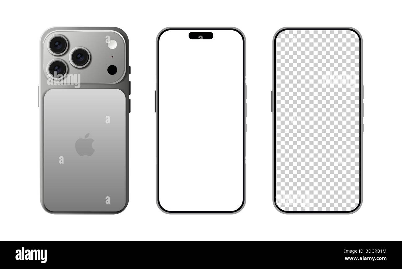 Smartphone-Modell vorne hinten und Bildschirm Stock Vektor