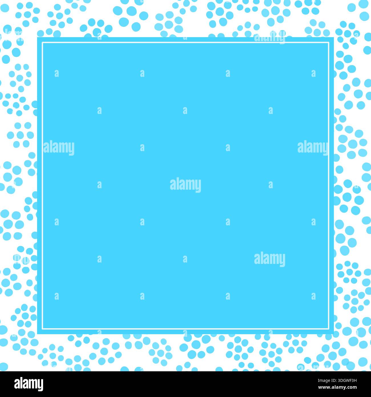 Gepunkteter blauer quadratischer Rahmen. Minimalistischer Hintergrund Stock Vektor