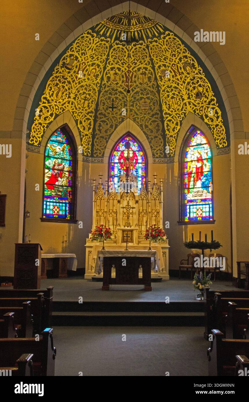 Das Innere der St. Mary Help of Christians Catholic Church in Aiken, South Carolina Stockfoto