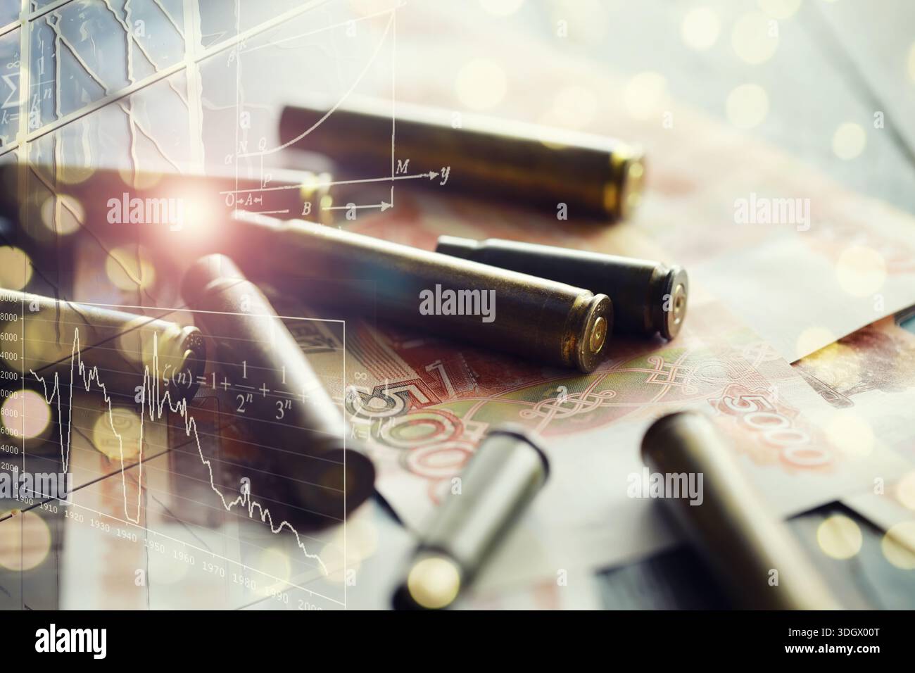 Kugeln liegen auf der Geldspitze Stockfoto