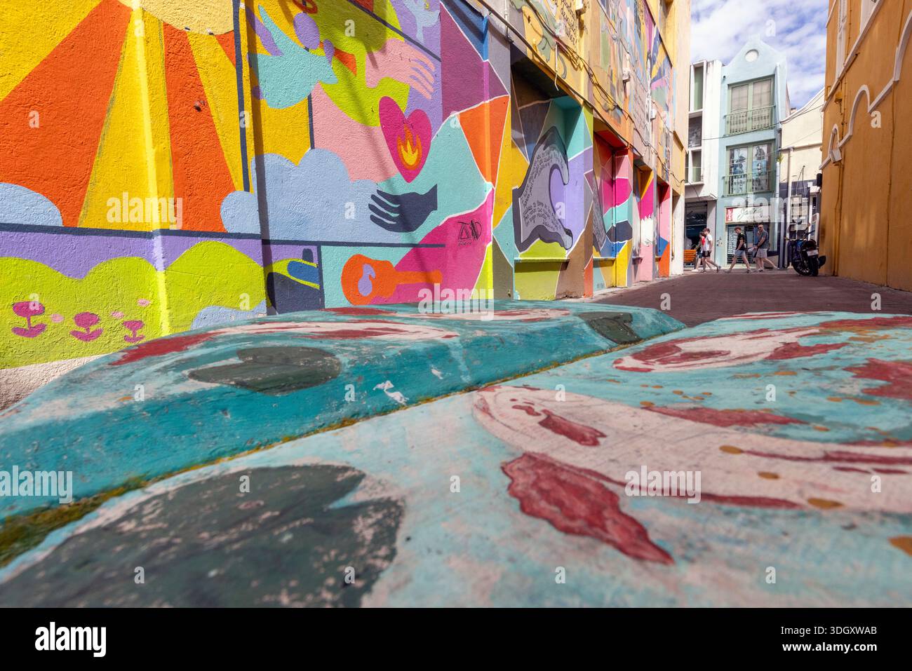 Farbenfrohe Straßen in Willemstad, Curacao, Inselstaat im Königreich der Niederlande Stockfoto