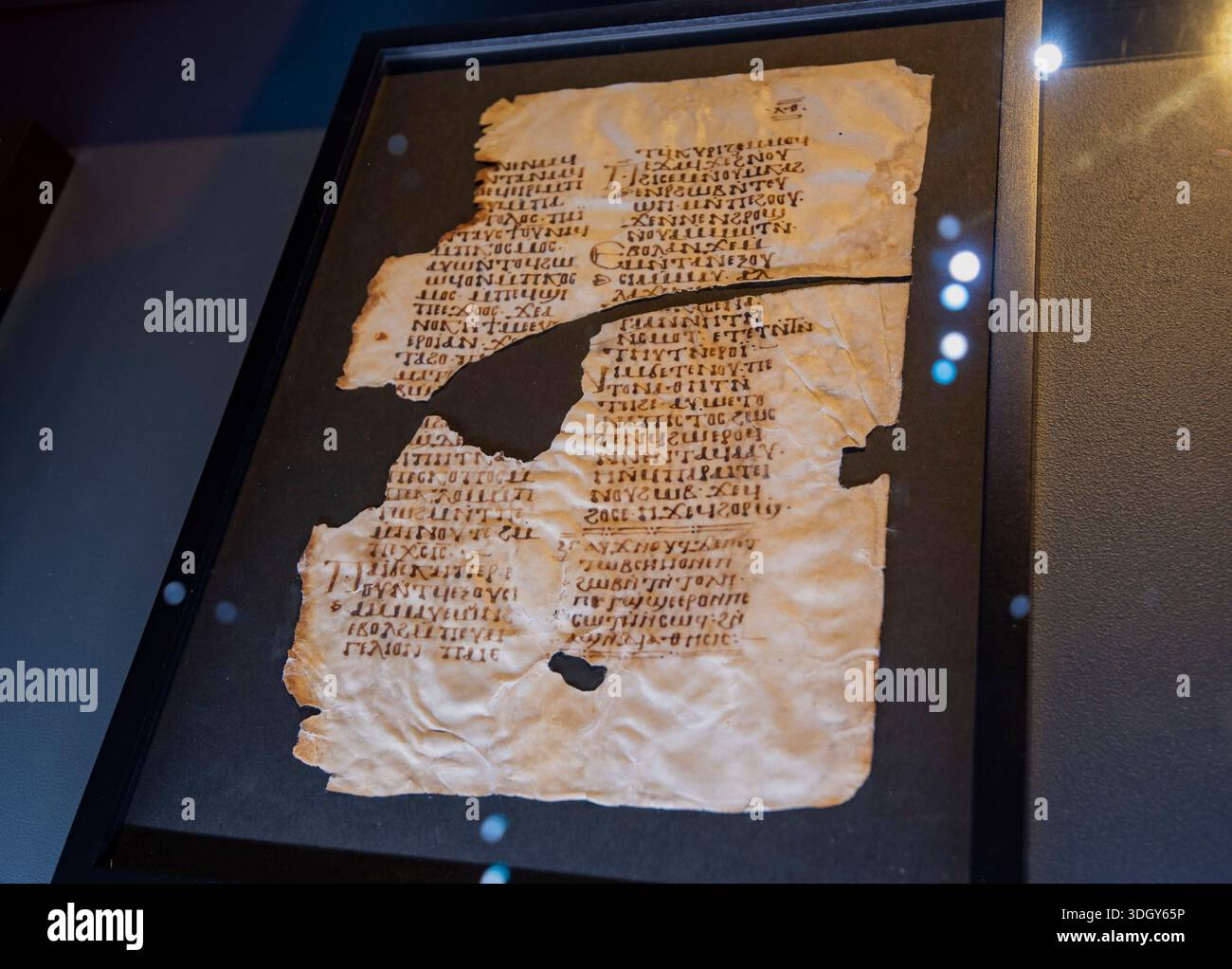 Koptisches Bibelfragment aus dem Mittelalter Stockfoto
