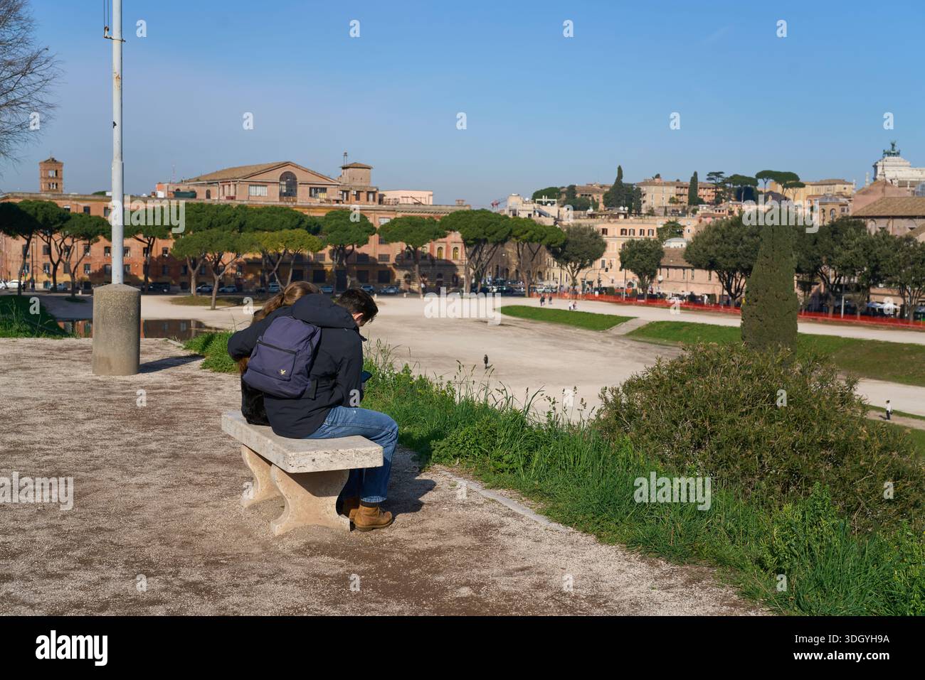 Circo Massimo (Circus Maximus), altes römisches Wagenrennstadion in Rom, Italien Stockfoto