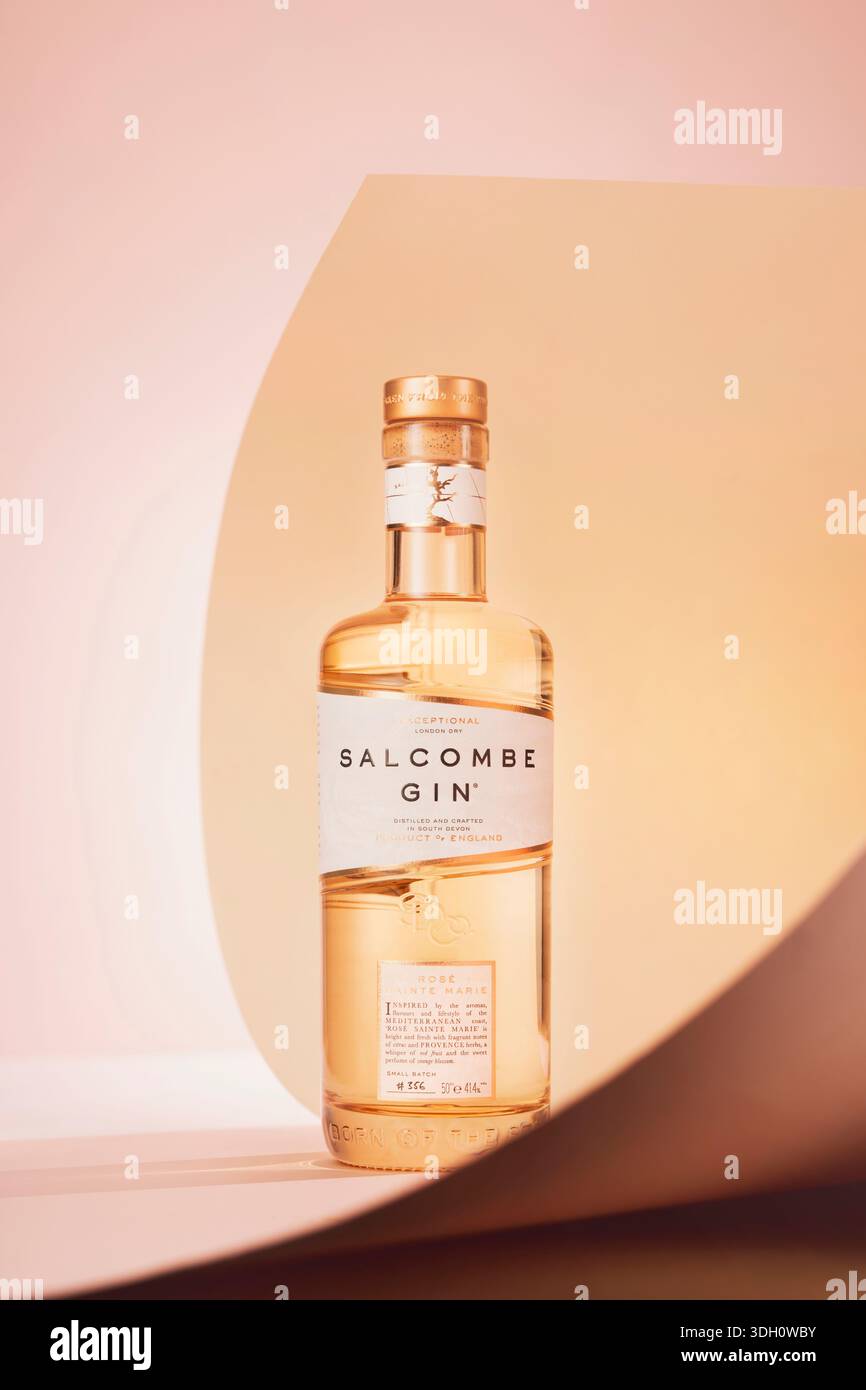 Eine Flasche Salcombe Gin auf einem stilvollen Hintergrund Stockfoto